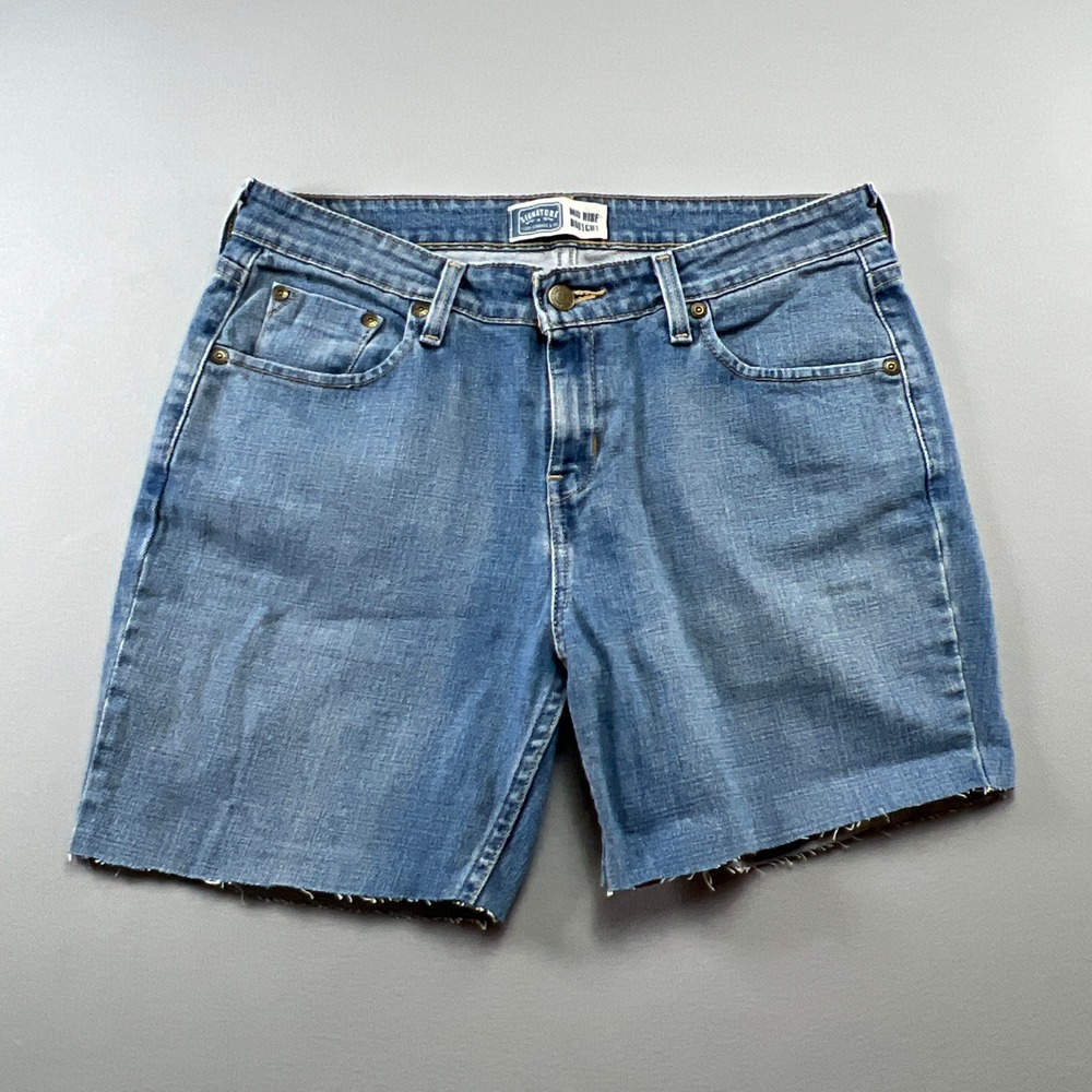 Signature By Levi Strauss & Co. Bootcut Cut Off Shorts Womens 10M Blue Cotton